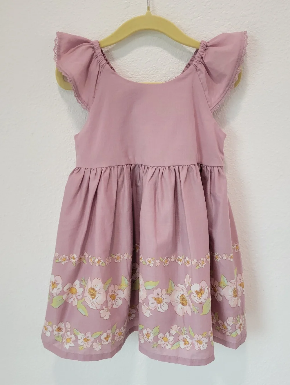 OshKosh B’gosh Baby Girl Dress 24M Pink Purple Floral Ruffle Cotton Spring Dress